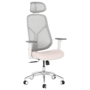 Ергономичен стол Carmen 7901 W еко кожа - сив-розов