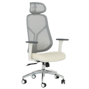 Ергономичен стол Carmen 7901 W еко кожа - сив-шампанско