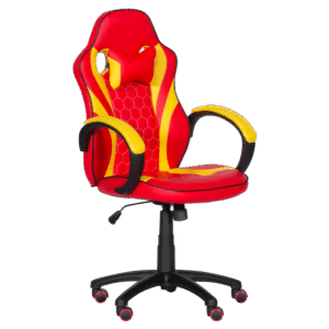 Геймърски стол с футболни мотиви Carmen 6305 - червено-жълт