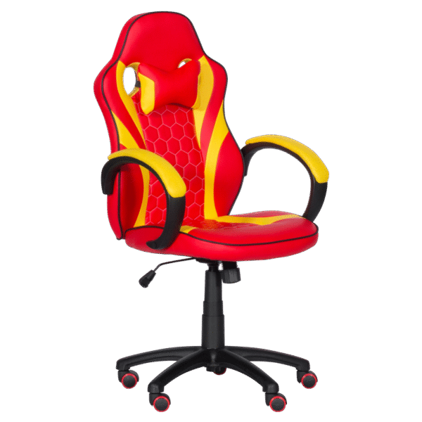 Геймърски стол с футболни мотиви Carmen 6305 - червено-жълт